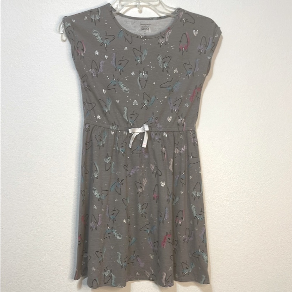Jumping Beans Gray Tie Front Smocked Sundress Size 8 EUC